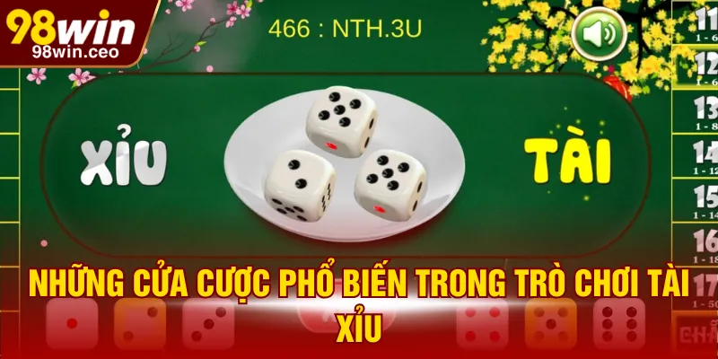 Những cửa cược phổ biến trong trò chơi Tài Xỉu